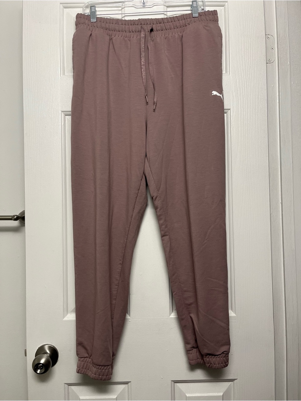 Puma mauve/rose jogger pants with white logo